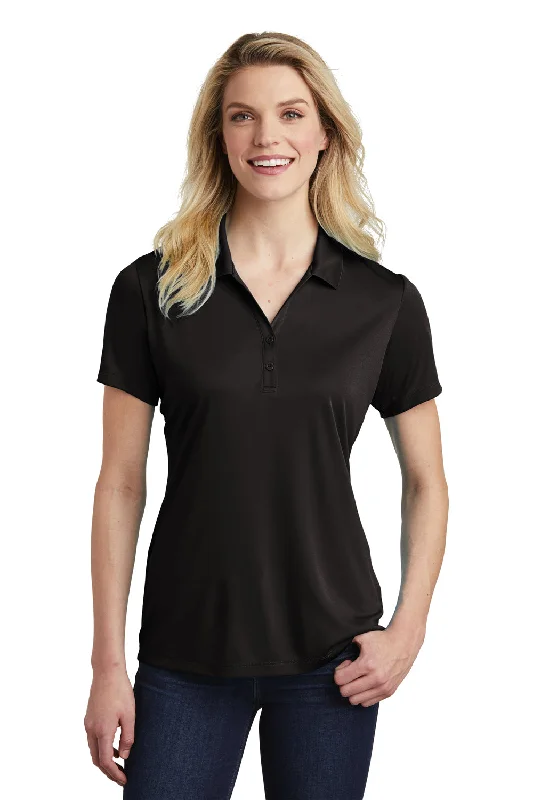 Sport-Tek Womens Competitor Moisture Wicking Short Sleeve Polo Shirt - Black