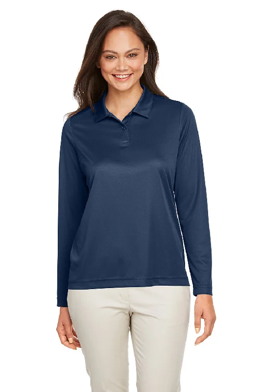 Team 365 Womens Zone Sonic Moisture Wicking Long Sleeve Polo Shirt - Dark Navy Blue