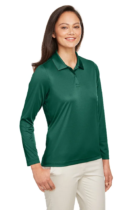 Team 365 Womens Zone Sonic Moisture Wicking Long Sleeve Polo Shirt - Forest Green