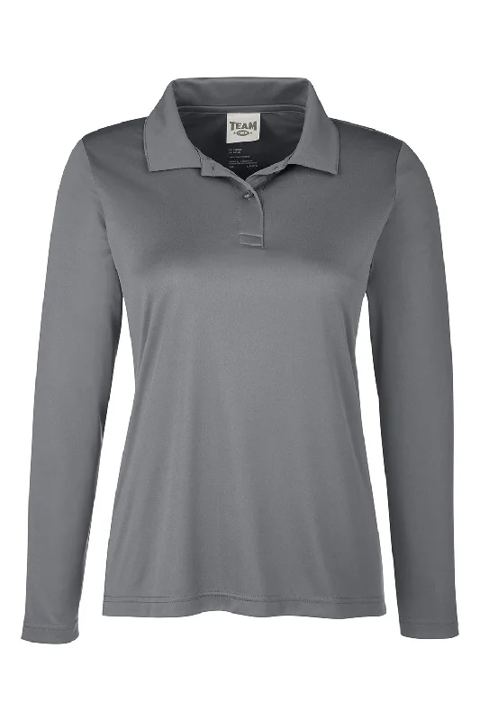 Team 365 Womens Zone Sonic Moisture Wicking Long Sleeve Polo Shirt - Graphite Grey