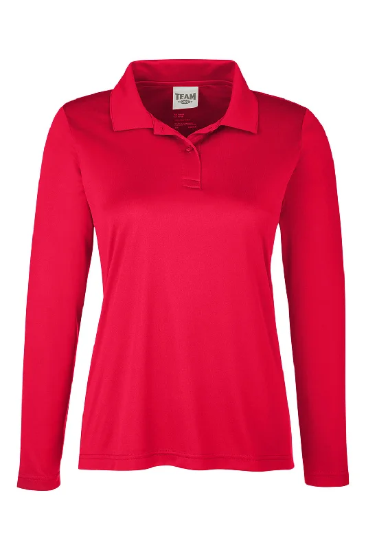 Team 365 Womens Zone Sonic Moisture Wicking Long Sleeve Polo Shirt - Red