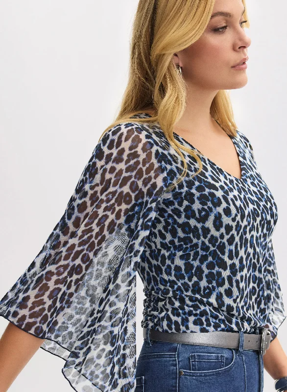 Animal Print Flared Sleeve Top