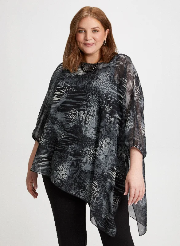 Asymmetric Snake Print Top