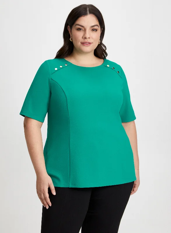 Button Detail Scuba Top