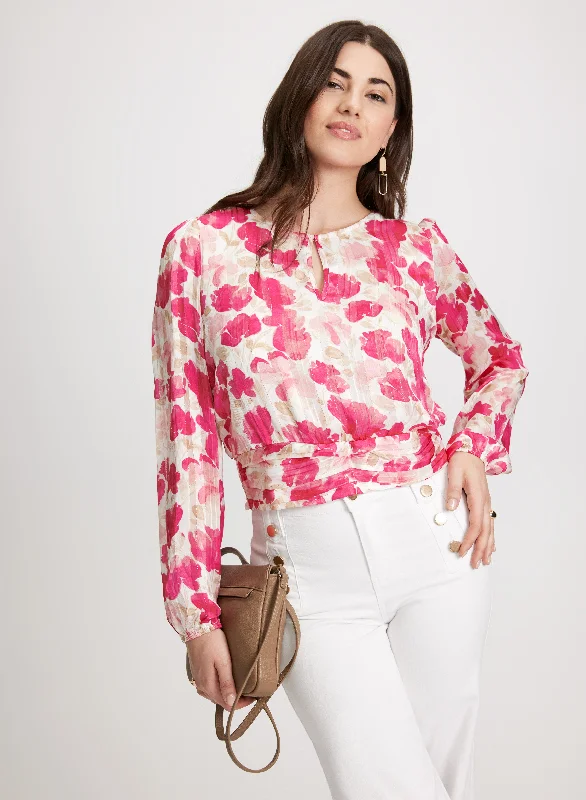 Floral Smocked Hem Blouse