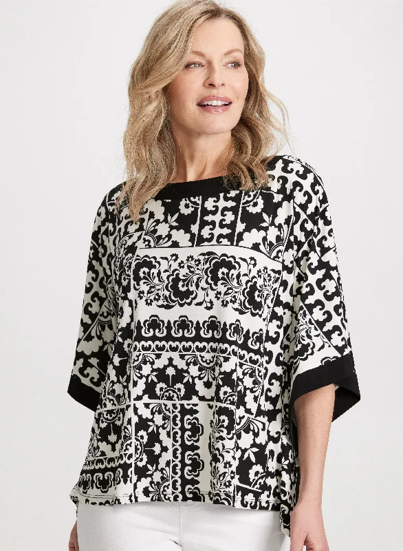 Paisley Print Poncho Effect Top