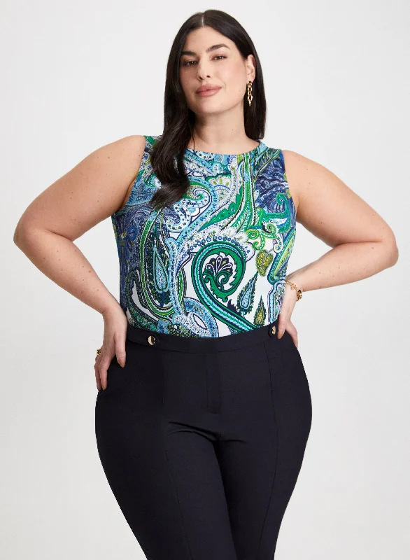 Sleeveless Paisley Print Top