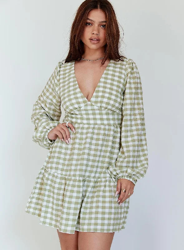 Annabelle Mini Dress Green Classic Casual Mini Dress