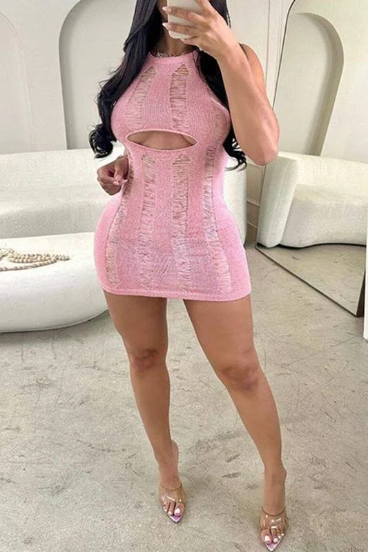 CROCHET MINI DRESS Classic Shift Mini Dress