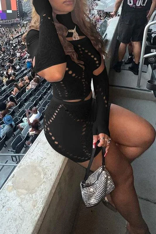 CUTOUT RHINESTONES MINI DRESS Cozy T-Shirt Mini Dress