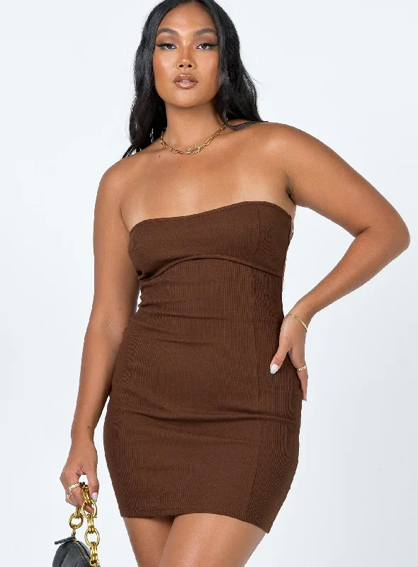 Iva Mini Dress Brown Trendy A-Line Mini Dress