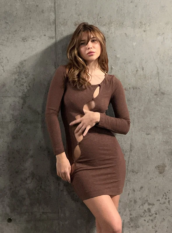 Jonty Mini Dress Chocolate Comfortable Shift Mini Dress