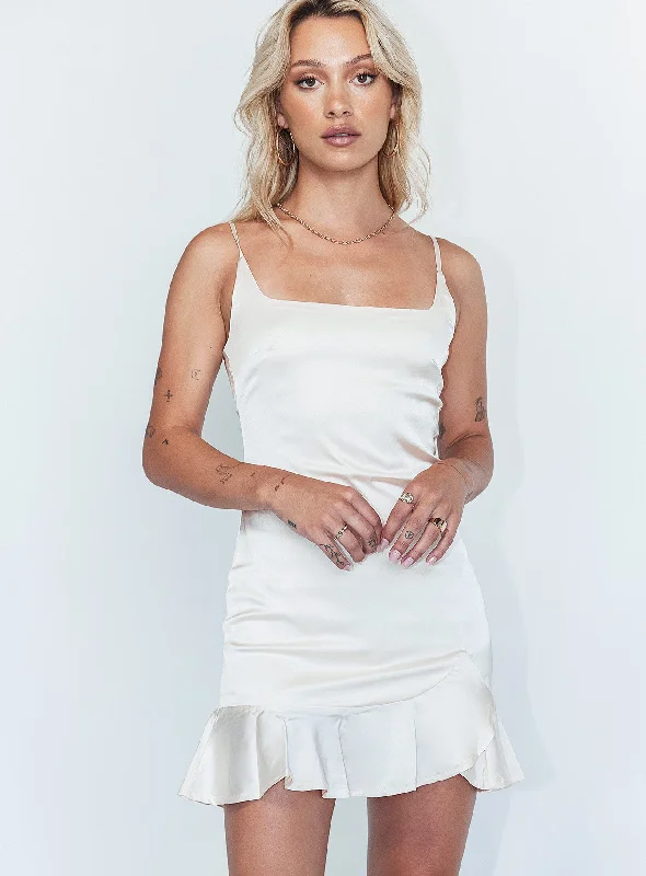 Kiribati Mini Dress Champagne Satin Comfortable Wrap Mini Dress
