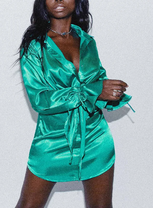 Liberty Mini Dress Green Cozy Knit Mini Dress
