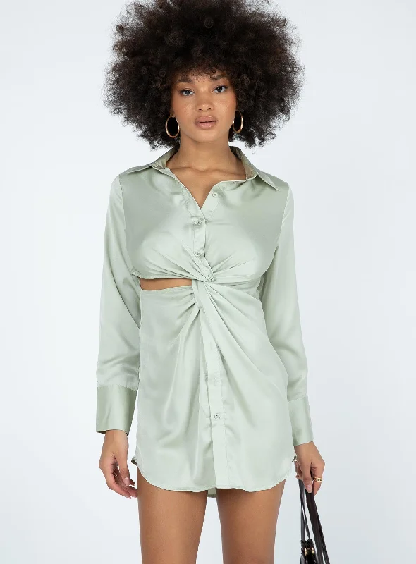 Sari Mini Dress Green Cozy Knitted Mini Dress