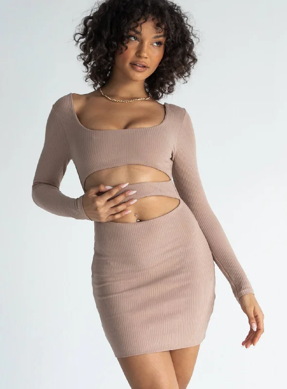 Taurus Mini Dress Beige Fashionable Lace Mini Dress