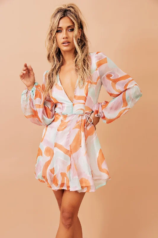 Vierra Mini Dress - Orange Trendy Camisole Mini Dress
